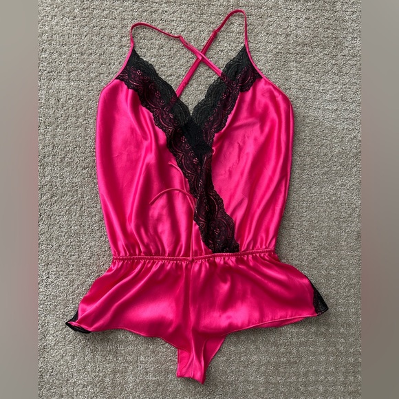 Victoria Secret Small silk teddy lingerie TWO aqua and pink - Picture 3 of 12